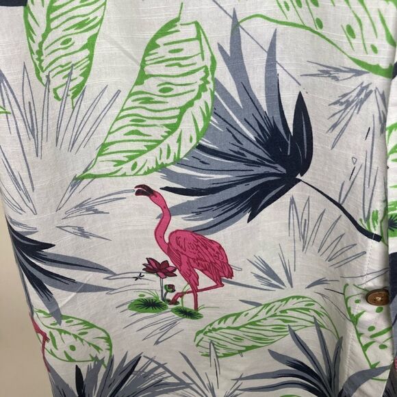 Vintage Alexander Julian  COLOURS M Camp Vacation Hawaiian Flamingo Unisex shirt - Picture 10 of 12